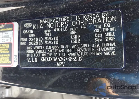 2016 Kia Soul ! z USA, uszkodzony, nr VIN KNDJX3A53G7386992